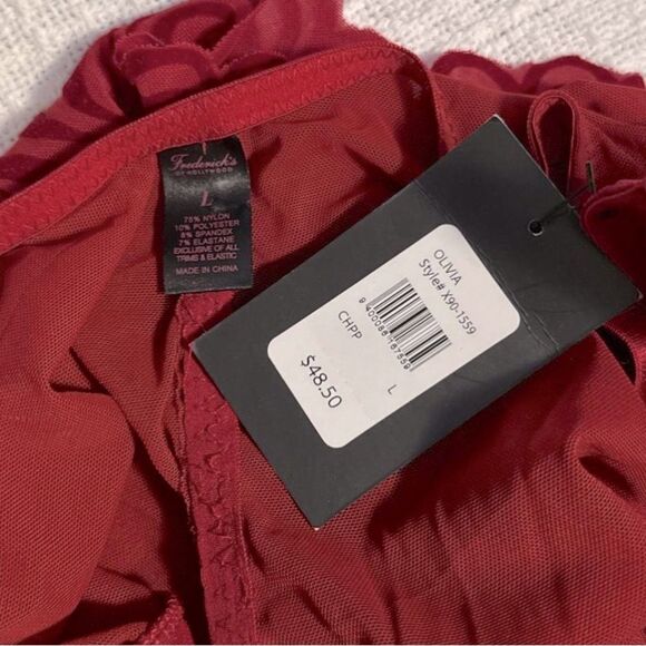 NWT! VINTAGE FREDERICK'S OF HOLLYWOOD DEEP RED BODYSUIT, Large - Picture 6 of 6